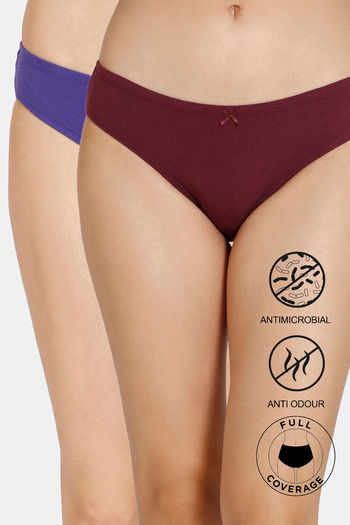 Buy Zivame Anti-Microbial Low Rise Full Coverage Bikini Panty (Pack of 2) - Assorted